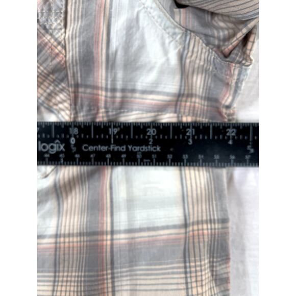 Carhartt Women's Button Up Shirt Roll Tab Sleeves in gray/peach plaid, size XL - Picture 8 of 9